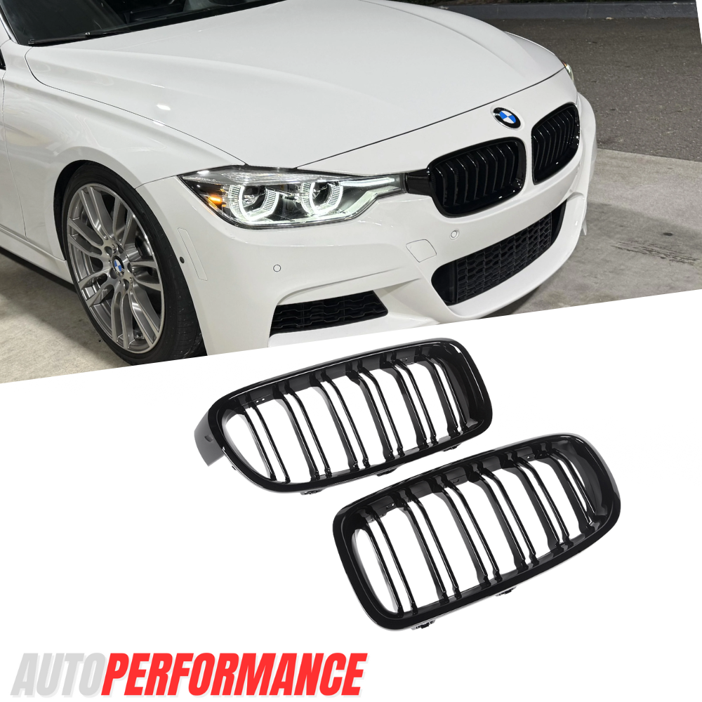 BMW 3 Series F30/F31 (2012–2018) Gloss Black Double Slat Front Kidney Grilles