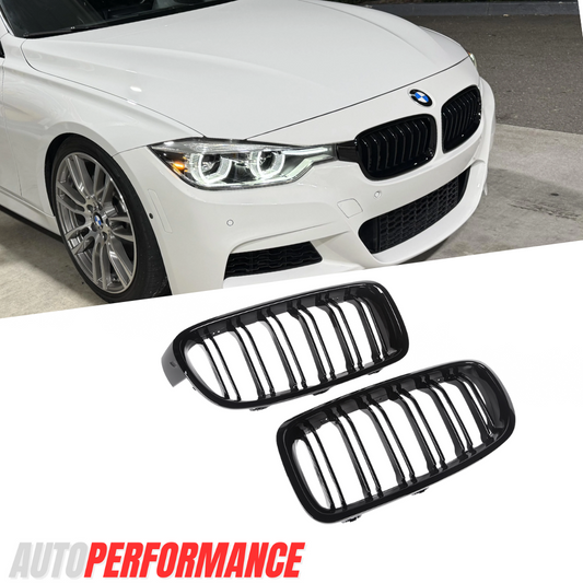 BMW 3 Series F30/F31 (2012–2018) Gloss Black Double Slat Front Kidney Grilles