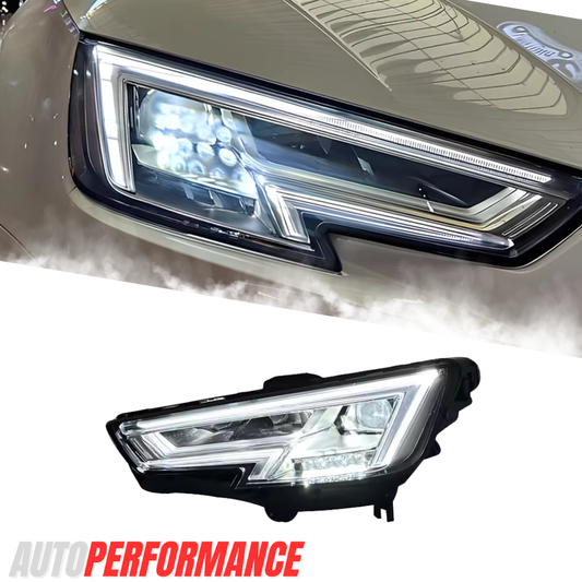 Audi A4 B9.5 (2017–2020) LED Headlights – Dynamic DRL & Sequential Indicators, Gloss Black